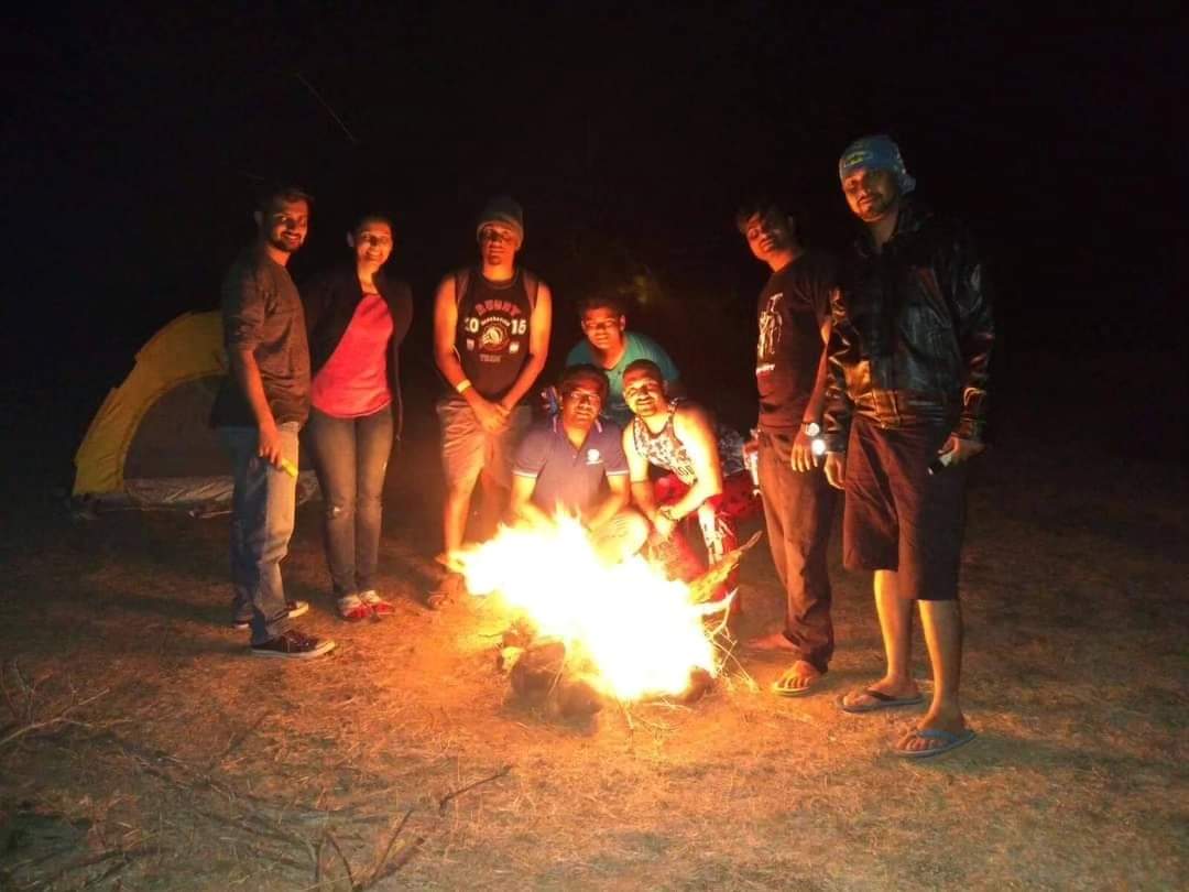Camping with tent and bonfire near Kaas